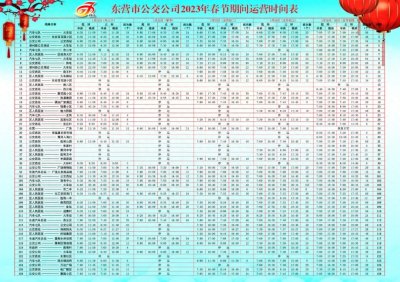 ​收藏！东营公交春节发车时刻表（内附各公交咨询电话）